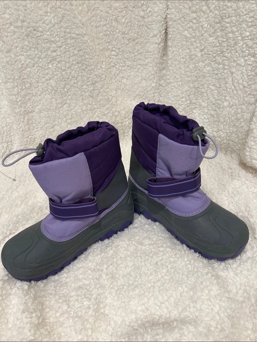 Kids Purple & Gray Snow Boots with Secure Strap